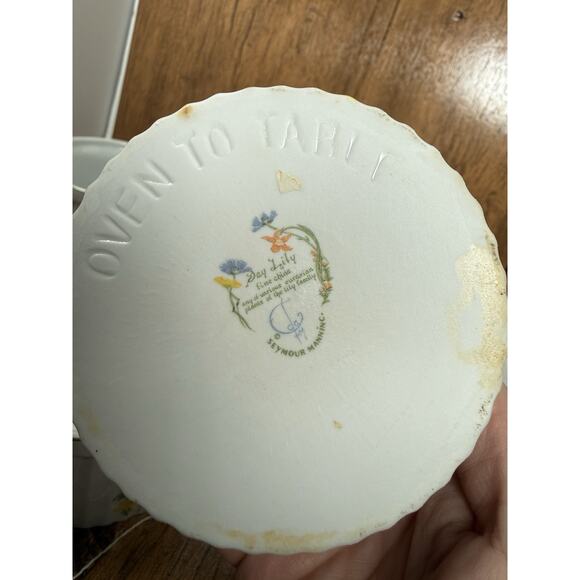 Set OF 4 Seymour Manning Day Lily Eda Baking Dish Fine China Ramekins - Picture 4 of 4